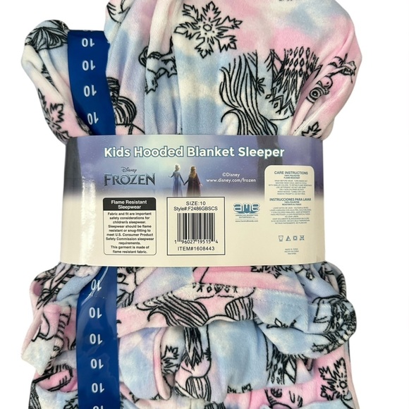 NEW Frozen Kids Hooded Pajamas Elsa Anna One Piece Sleeper - Size 10 - Picture 2 of 2